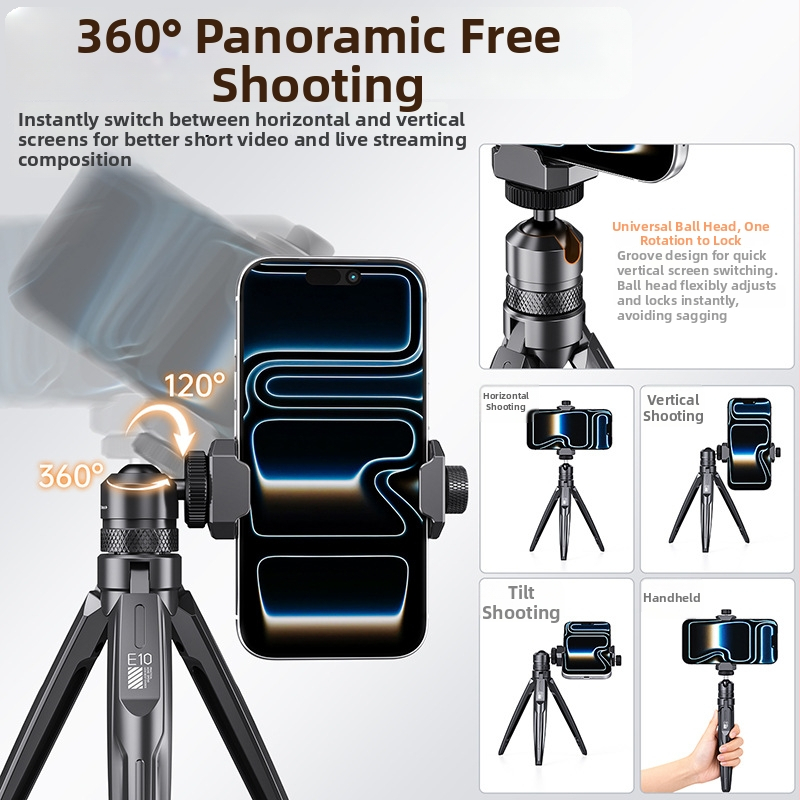 Držiak nadhladné snímky z hliníkovej zliatiny, prenosný skladací statív pre bezzrkadlovky a smartfóny, proti traseniu