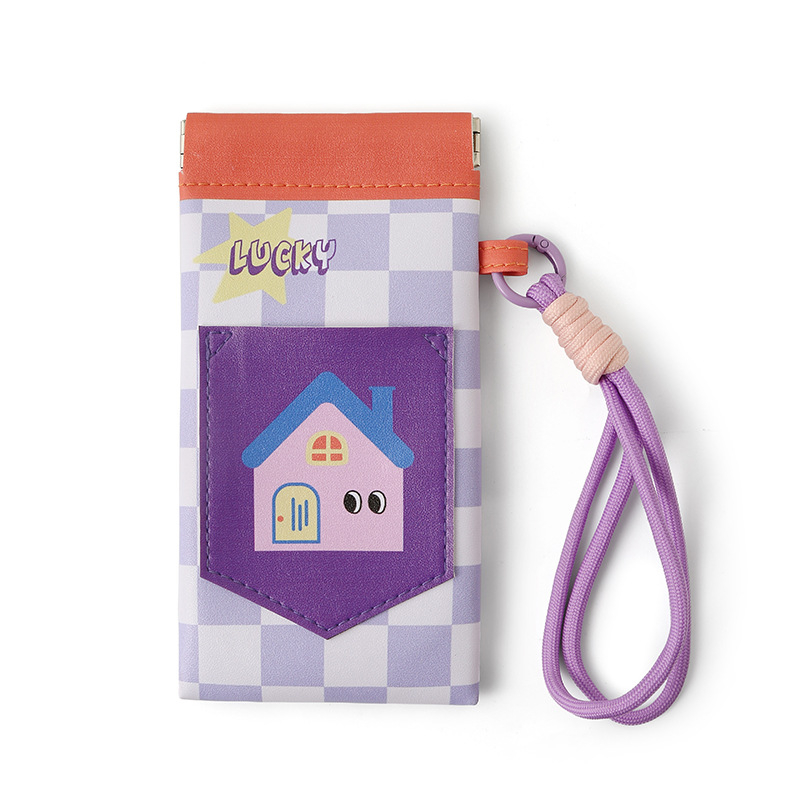 Pungă pentru ochelari cu atașament la gât și buzunar pentru card, husă portabilă din PU pentru ochelari, unisex, respirabilă, ultra-ușoară