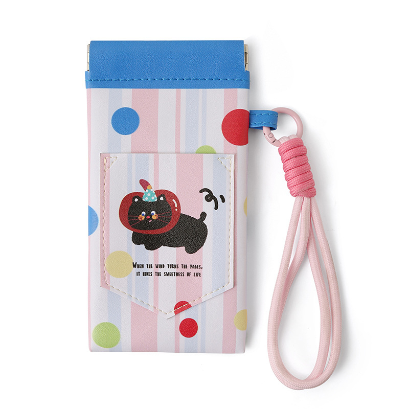 Pungă pentru ochelari cu atașament la gât și buzunar pentru card, husă portabilă din PU pentru ochelari, unisex, respirabilă, ultra-ușoară