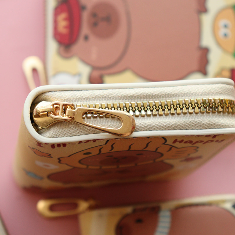 Portofel cu fermoar din PU, model anime, căptușeală din piele sintetică, stil street fashion, lansare primăvară 2025, pentru elevi