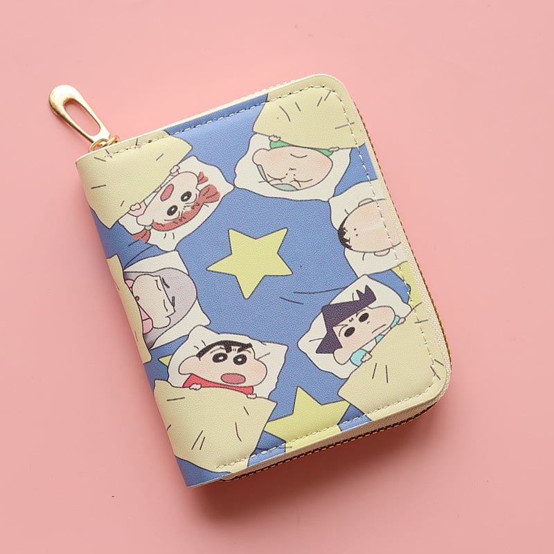 Portofel cu fermoar din PU, model anime, căptușeală din piele sintetică, stil street fashion, lansare primăvară 2025, pentru elevi
