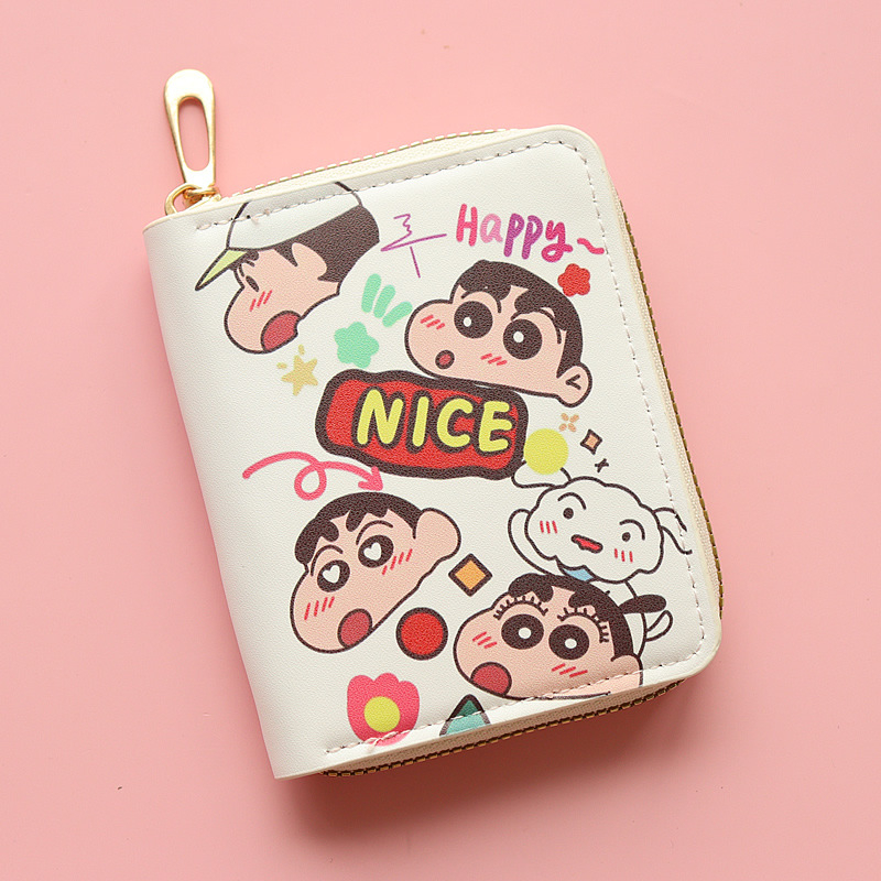 Portofel cu fermoar din PU, model anime, căptușeală din piele sintetică, stil street fashion, lansare primăvară 2025, pentru elevi