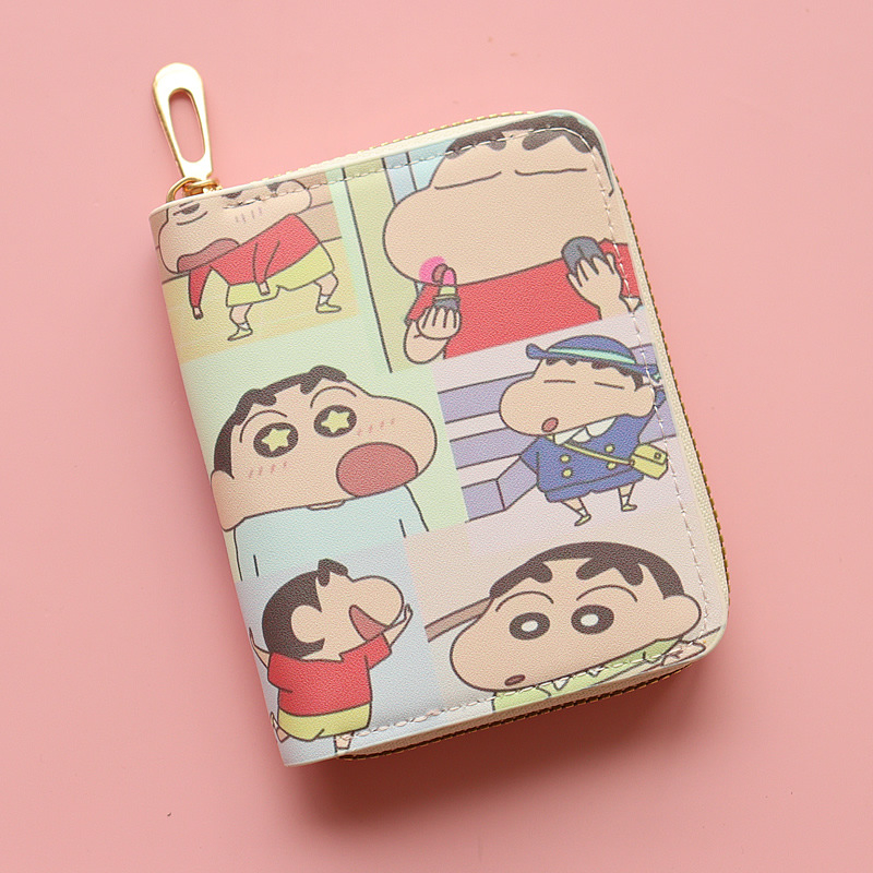 Portofel cu fermoar din PU, model anime, căptușeală din piele sintetică, stil street fashion, lansare primăvară 2025, pentru elevi