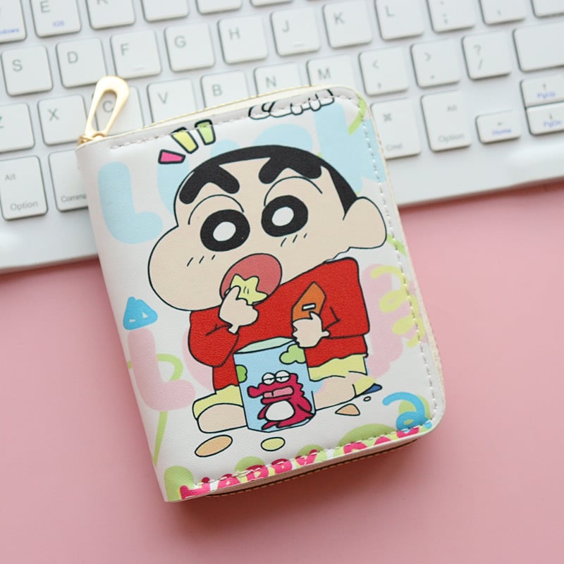Portofel cu fermoar din PU, model anime, căptușeală din piele sintetică, stil street fashion, lansare primăvară 2025, pentru elevi