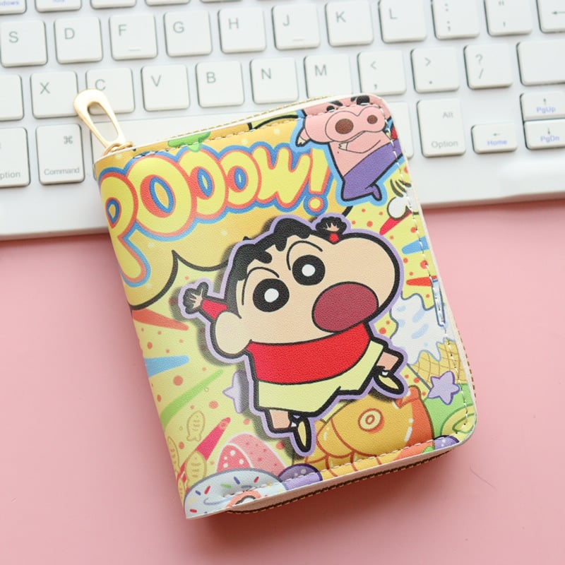 Portofel cu fermoar din PU, model anime, căptușeală din piele sintetică, stil street fashion, lansare primăvară 2025, pentru elevi