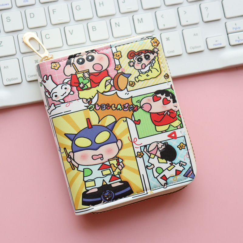 Portofel cu fermoar din PU, model anime, căptușeală din piele sintetică, stil street fashion, lansare primăvară 2025, pentru elevi
