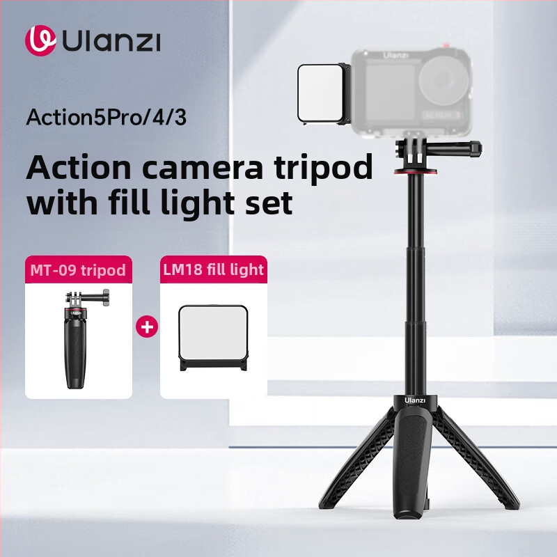Ulanzi MT-09 Mini Rozšíriteľný statív pre DJI Action 6/5 Pro/4 – ABS + hliník, 3 sekcie, nosnosť 1 kg, hmotnosť 74 g, zložená výška 12,7 cm