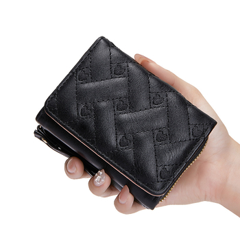 Dámska krátka PU peňaženka, mestský jednoduchý štýl, plaid vzor, bez podšívky, ultra ľahký držiteľ kariet