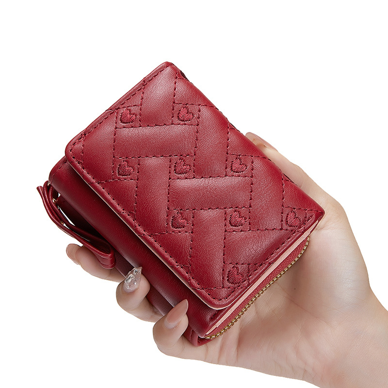 Dámska krátka PU peňaženka, mestský jednoduchý štýl, plaid vzor, bez podšívky, ultra ľahký držiteľ kariet