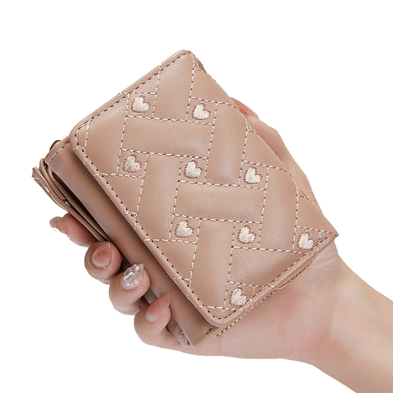 Dámska krátka PU peňaženka, mestský jednoduchý štýl, plaid vzor, bez podšívky, ultra ľahký držiteľ kariet
