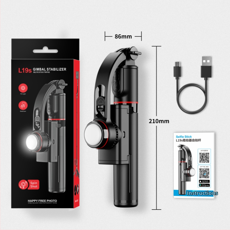 Stabilizátor pre telefón s automatickým sledovaním, ručný stabilizátor so selfie tyčou a tripodom, vstavané svetlo, Bluetooth diaľkové ovládanie, univerzálna kompatibilita