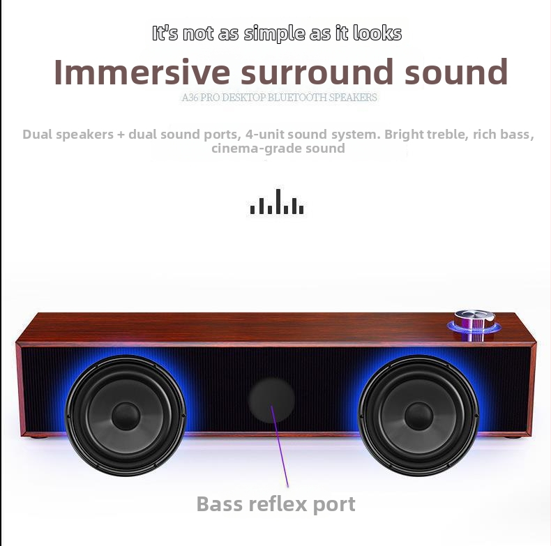 Desktop Bluetooth reproduktor, drevené puzdro, USB napájaný, 2 reproduktory, 3W výkon