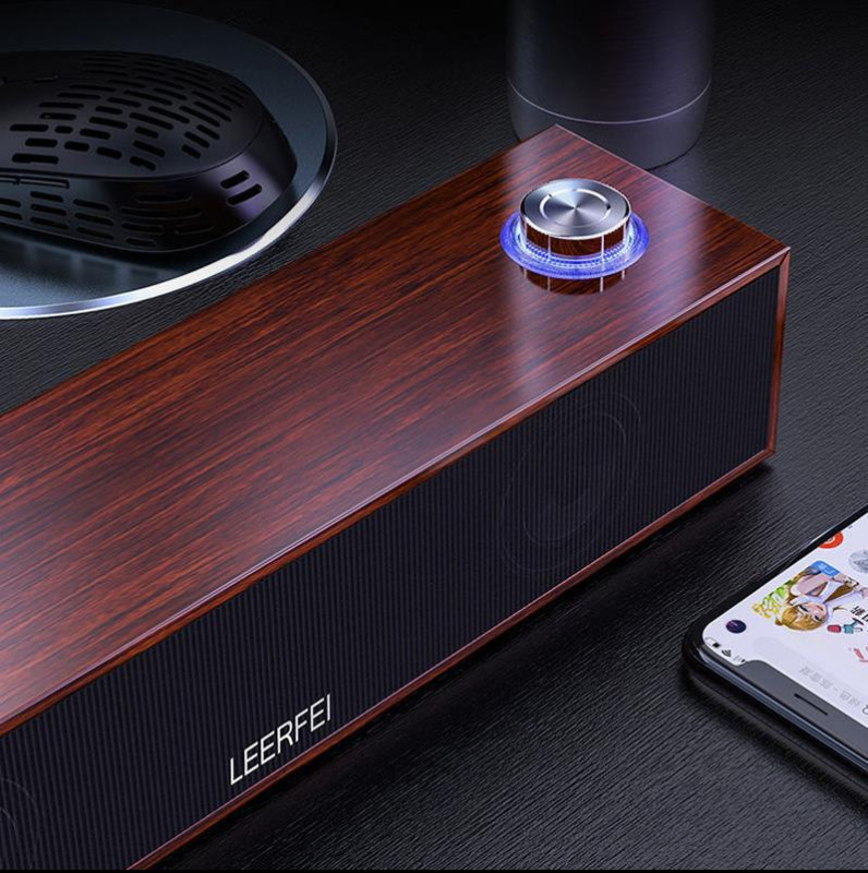 Desktop Bluetooth reproduktor, drevené puzdro, USB napájaný, 2 reproduktory, 3W výkon