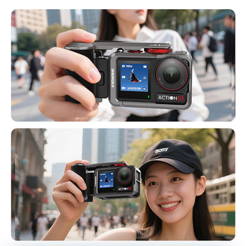 Sheingka алуминиев държач с метална клетка за DJI Action3/4/5 Pro – пълен метален рамков комплект