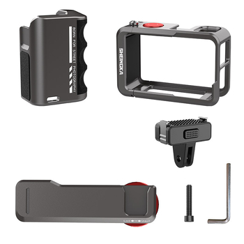 Sheingka алуминиев държач с метална клетка за DJI Action3/4/5 Pro – пълен метален рамков комплект