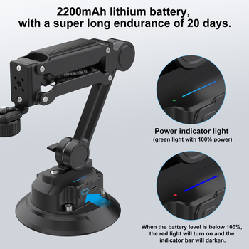 YUNKU K06c Braț amortizor cu ventuză electric pentru Pocket 2/3, GoPro și camere de acțiune – aliaj de aluminiu