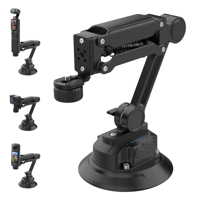 YUNKU K06c Braț amortizor cu ventuză electric pentru Pocket 2/3, GoPro și camere de acțiune – aliaj de aluminiu