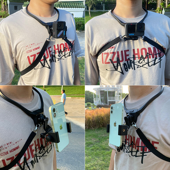 Яка за шия за екшън камера и държач за мобилен телефон – ABS, комплект: колан за шия, клип за телефон, презрамка, винт