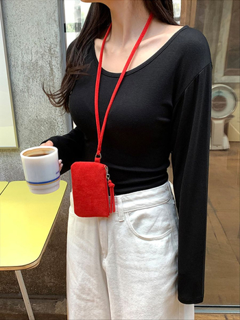 Mini peňaženka na zaväzovanie na krk, leopardný vzor, plyšový materiál, dámsky street štýl, púzdro na rúž a mince, jar 2025