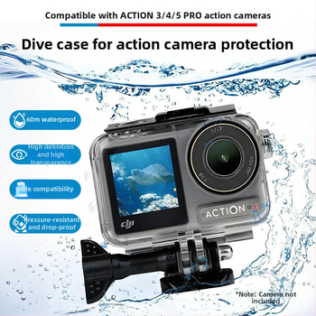 Водоустойчива защитна обвивка за DJI Action 3/4/5 Pro – прозрачен поликарбонат, устойчив на корозия, съвместима с Action 3/4/5 Pro