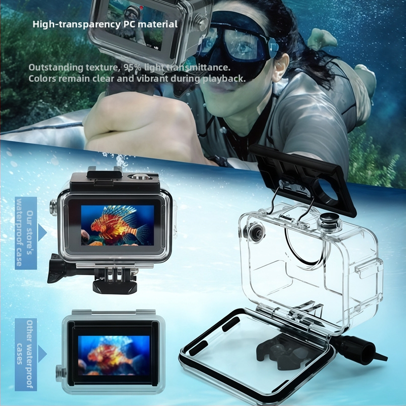 Водоустойчива защитна обвивка за DJI Action 3/4/5 Pro – прозрачен поликарбонат, устойчив на корозия, съвместима с Action 3/4/5 Pro