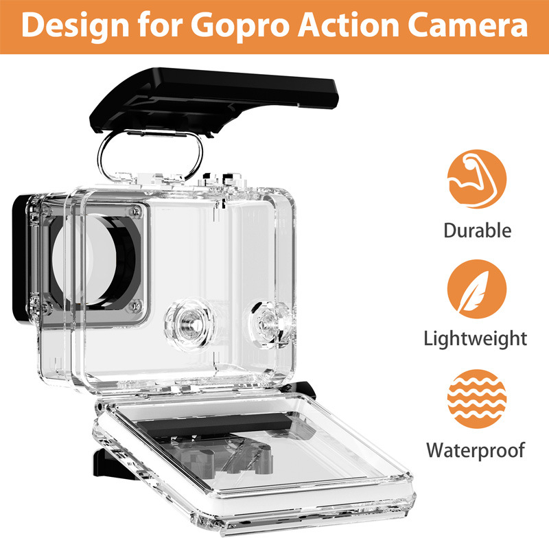 Carcasă GoPro Hero4 impermeabilă, Carcasă PC, Logo imprimat, Potrivită pentru Hero4