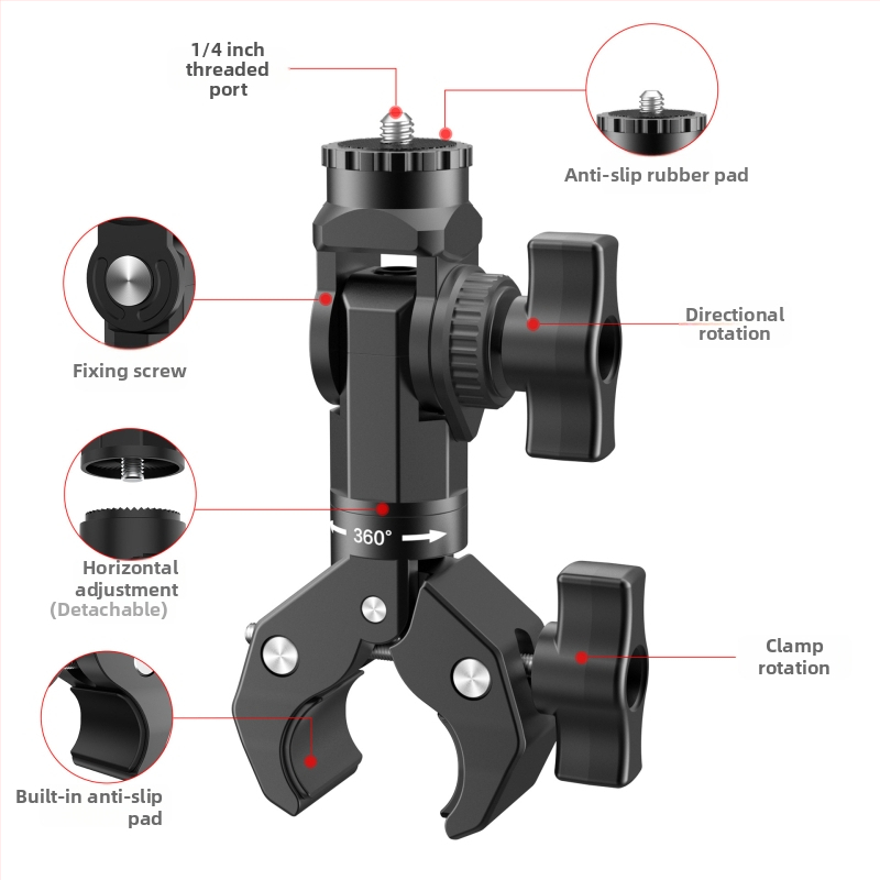 GP384 Držiak na riadidlá pre GoPro, Insta360X5 a DJI – Nylon s vláknom, Proti otrasom, Protišmyk, Vrátane objímky a adaptéra