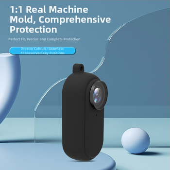 TELESIN Go 2 силиконов предпазен калъф за Insta360 GO2; Материал: силикон; Модел: Go 2 silicone sleeve; Съвместимост: Insta360 GO2; Печатано лого: Да; Лицензирана частна марка: Да