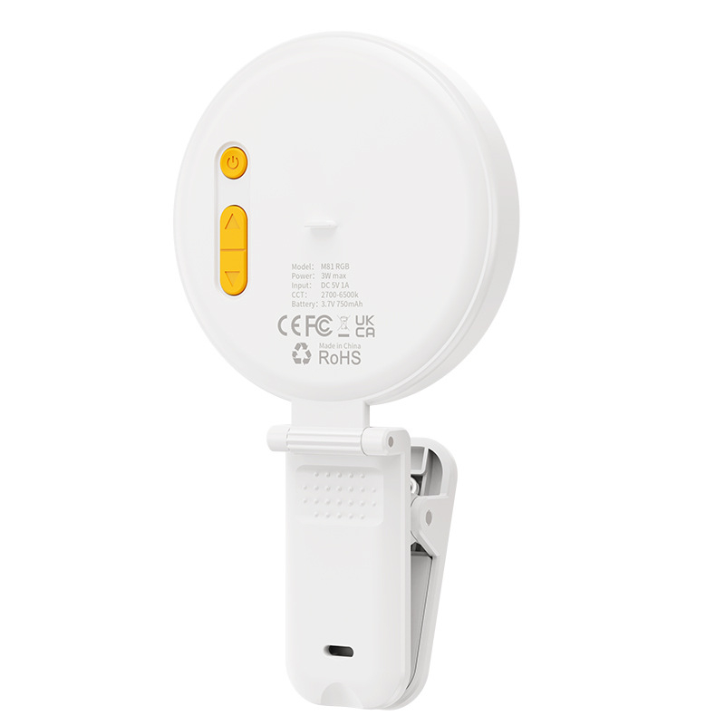 Klip svetla pre telefón — 37 LED, 3W, nastaviteľná farebná teplota 2500K–9900K, DC 3,7V, prenosné LED svetlo pre selfies, vonkajšie snímanie a live stream