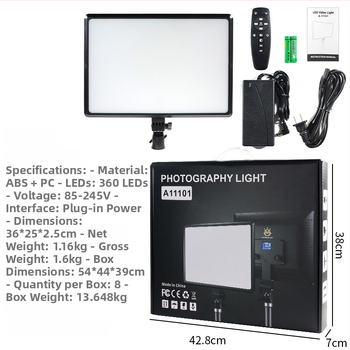 A101 LED plochý panel pre kameru – svetlo pre doplnenie, 40W, 85-245V, zvislá inštalácia, viacúrovňové stmavenie, pre živé vysielanie a fotografovanie