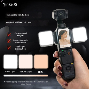 LED svetlo pre DJI Pocket 3 - Prenosné magnetické rýchlo-uvoľňovacie osvetlenie pre športovú kameru s nastaviteľnou jasou