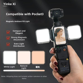 LED svetlo pre DJI Pocket 3 - Prenosné magnetické rýchlo-uvoľňovacie osvetlenie pre športovú kameru s nastaviteľnou jasou
