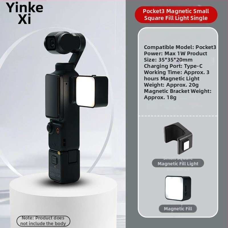 LED svetlo pre DJI Pocket 3 - Prenosné magnetické rýchlo-uvoľňovacie osvetlenie pre športovú kameru s nastaviteľnou jasou