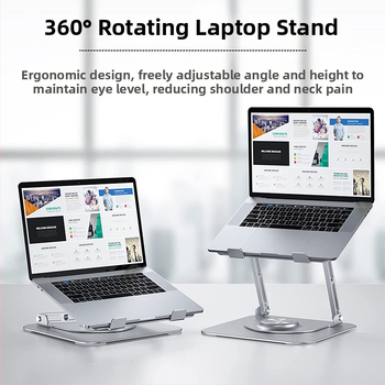 Stojan na notebook z hliníkovej zliatiny, 360° otáčavý, skladateľný, stolný držiak na tablet – Model F147, 840 g