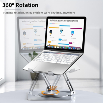 Stojan na notebook z hliníkovej zliatiny, 360° otáčavý, skladateľný, stolný držiak na tablet – Model F147, 840 g