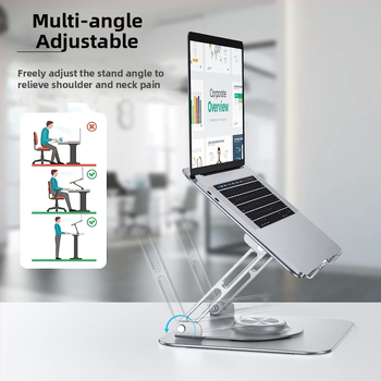 Stojan na notebook z hliníkovej zliatiny, 360° otáčavý, skladateľný, stolný držiak na tablet – Model F147, 840 g