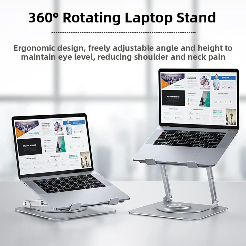 Stojan na notebook z hliníkovej zliatiny, 360° otáčavý, skladateľný, stolný držiak na tablet – Model F147, 840 g