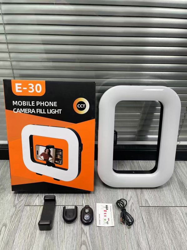 E300 LED kružno svjetlo za vanjsku prijenos uživo – prijenosno dopunsko svjetlo za fotografiju, snaga ispod 10W, Type-C napajanje