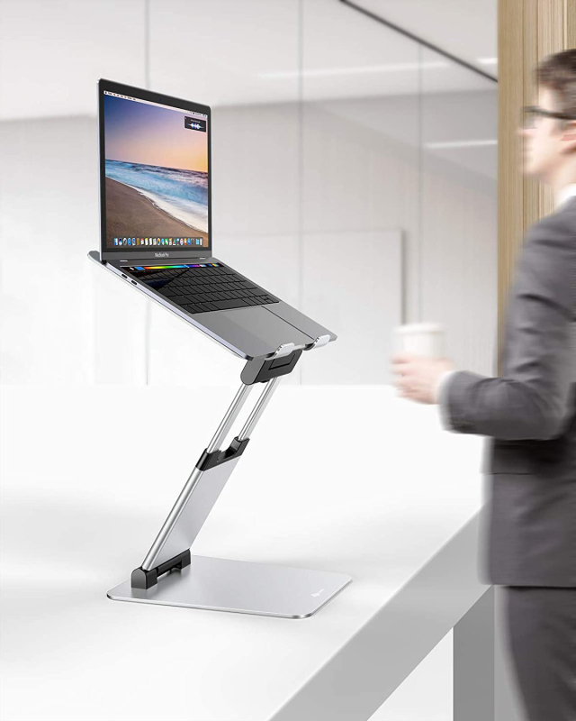 Suport pentru laptop din aliaj de aluminiu, reglabil, pliabil, ridicare pe birou, Model AS018