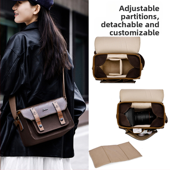 Retro drobės fotoaparato krepšys be veidrodžio kameroms su išlenkta peties juosta – universalus, ant peties arba crossbody