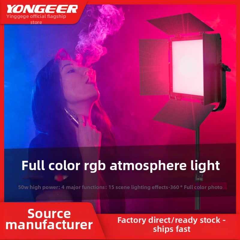 RGB LED svetlo pre živé vysielanie a fotografovanie – 50W, 3200–5600K, 110–240V, stmievateľné, RGB farby, dosah 3–5 m