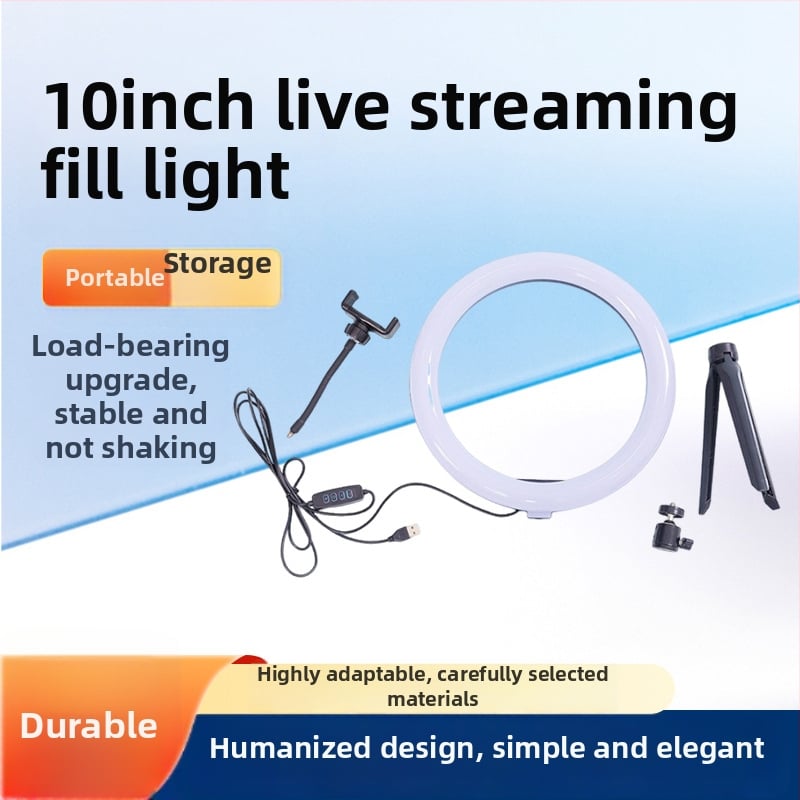 Φωτιστικό LED δαχτυλιδιού για φωτογραφία με βάση για κινητό και τρίποδο, φορητό, 2700K, ρυθμιζόμενη φωτεινότητα και θερμοκρασία χρώματος