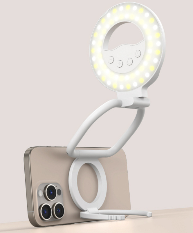 A8 Pro Prijenosno Mini Magnetno Svjetlo za Telefon sa Stolnim Držačem, 60 LED (2835), 3.7V, <10W, Tri Temperatura Boje, Uživo Emitiranje i Fotografija na Otvorenom