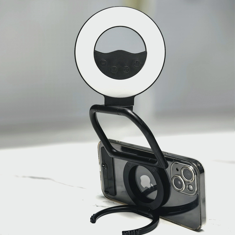 A8 Pro Prijenosno Mini Magnetno Svjetlo za Telefon sa Stolnim Držačem, 60 LED (2835), 3.7V, <10W, Tri Temperatura Boje, Uživo Emitiranje i Fotografija na Otvorenom