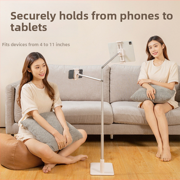 Suport de podea pentru tabletă și telefon pentru streaming live, pliabil, telescopic, reglabil la infinit, pentru filmări de sus și ecrane verticale