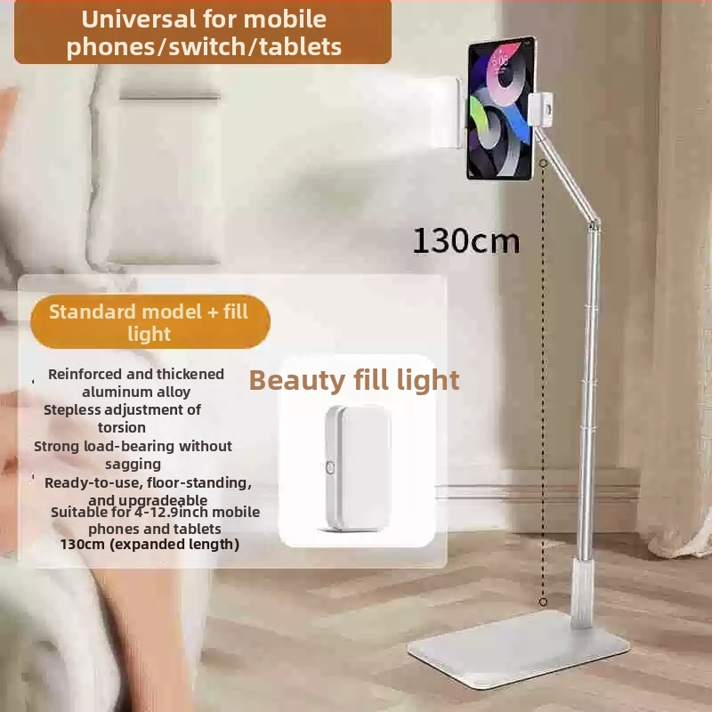Suport de podea pentru tabletă și telefon pentru streaming live, pliabil, telescopic, reglabil la infinit, pentru filmări de sus și ecrane verticale