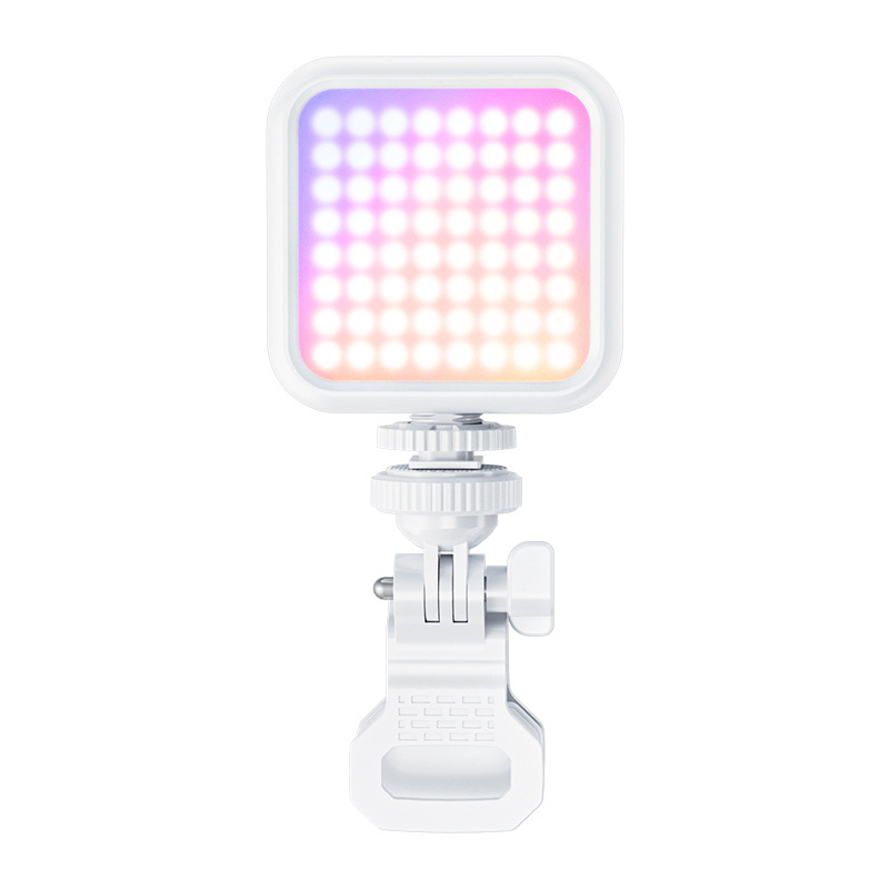 Lumină de umplere compactă pentru DSLR și smartphone, iluminare RGB, temperatură de culoare reglabilă 2500–9900K, 5W putere, alimentare 5V, manevrabilă în mână, pentru live streaming, filmare și selfie