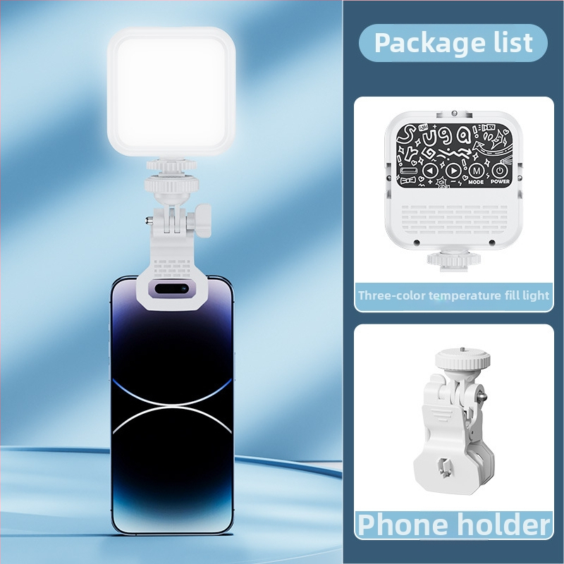 Lumină de umplere compactă pentru DSLR și smartphone, iluminare RGB, temperatură de culoare reglabilă 2500–9900K, 5W putere, alimentare 5V, manevrabilă în mână, pentru live streaming, filmare și selfie