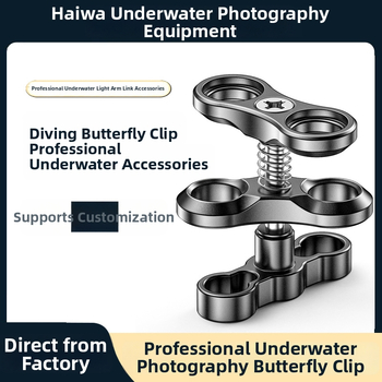 Seafrogs CP-2 Taureņklips zemūdens fotogrāfijai – CNC alumīnija sakausējums, dubultā sfēras galva, gaismas rokas klips ar divām atverēm, universālais kameru turētājs, slodze 3–5 kg