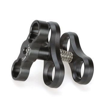 Seafrogs CP-2 Taureņklips zemūdens fotogrāfijai – CNC alumīnija sakausējums, dubultā sfēras galva, gaismas rokas klips ar divām atverēm, universālais kameru turētājs, slodze 3–5 kg